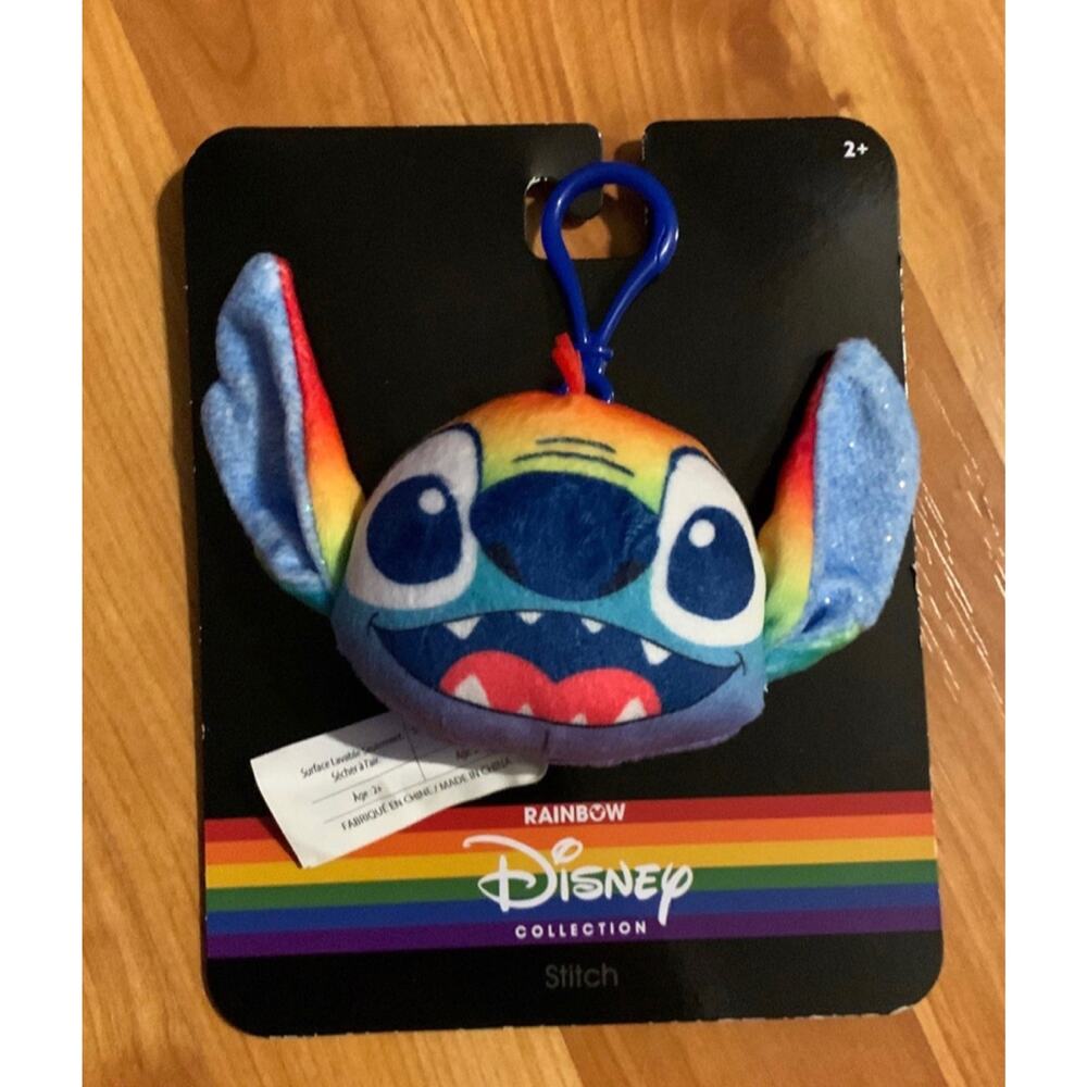 NWT Disney Rainbow Collection-Plush-Stitch-Backpack Key Chain Clip